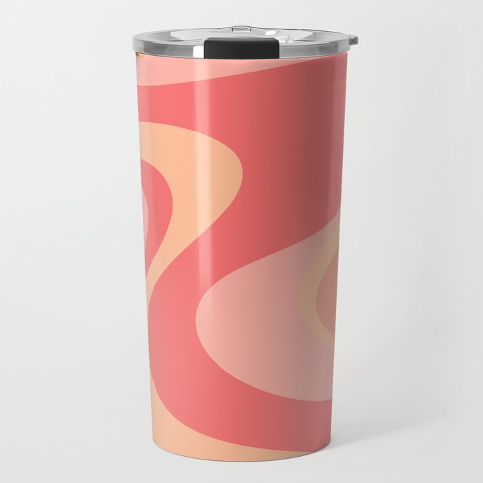 Peach Pink Abstract Trippy Dream Pattern Travel Mug