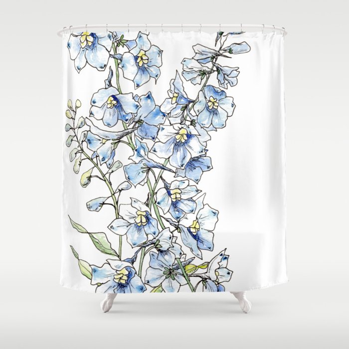 Blue Delphinium Flowers Shower Curtain By Jrosedesign Society6