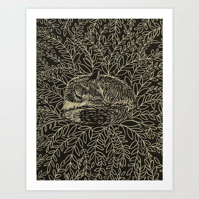 sleepy fox Art Print