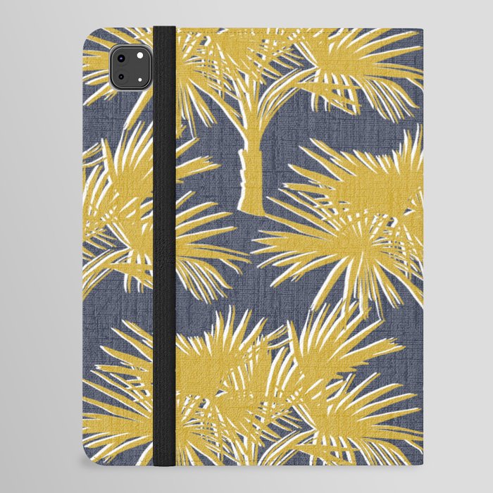 70’s Palm Trees Silhouette Gold on Navy iPad Folio Case