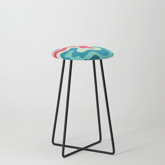 Soft Swirling Waves Abstract Nature Art In Tropical Essence Color Palette Counter Stool