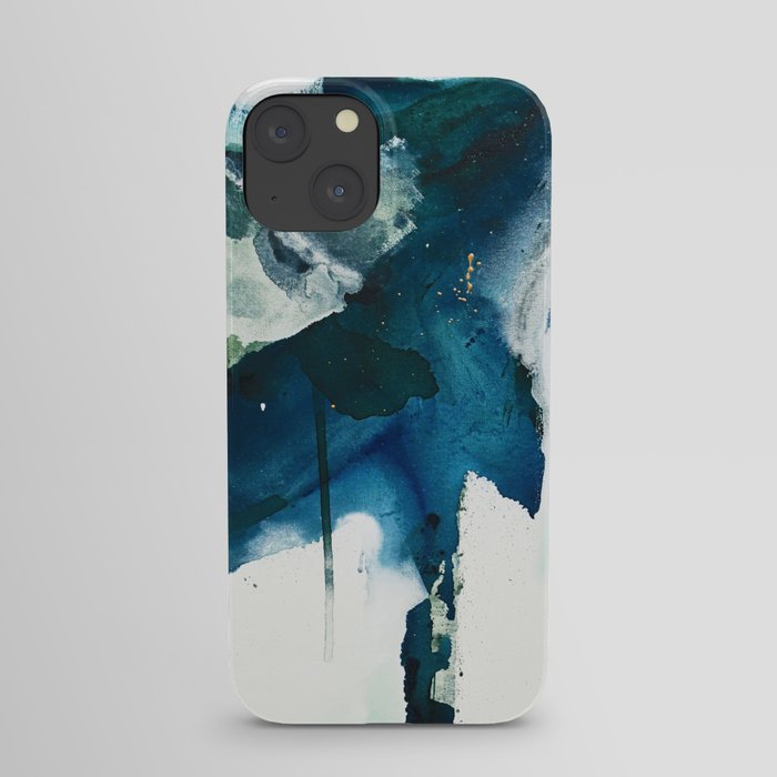 Untamed: a pretty, minimal, abstract painting in blue, white and gold by Alyssa Hamilton Art  iPhone Case