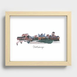 Chattanooga, Tennessee Skyline Fine Art Giclee Print Recessed Framed Print