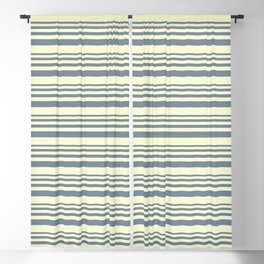 [ Thumbnail: Light Slate Gray & Light Yellow Colored Lined Pattern Blackout Curtain ]