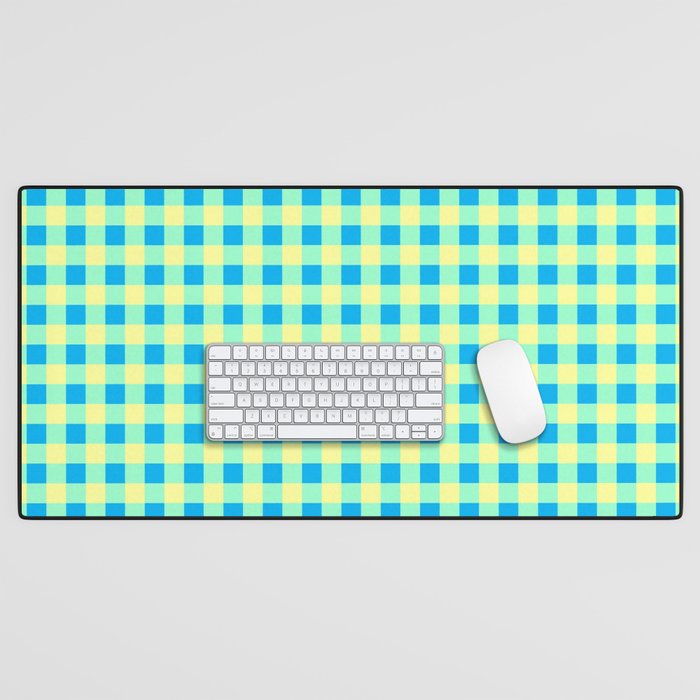 Gingham Check - multi green blue yellow Desk Mat