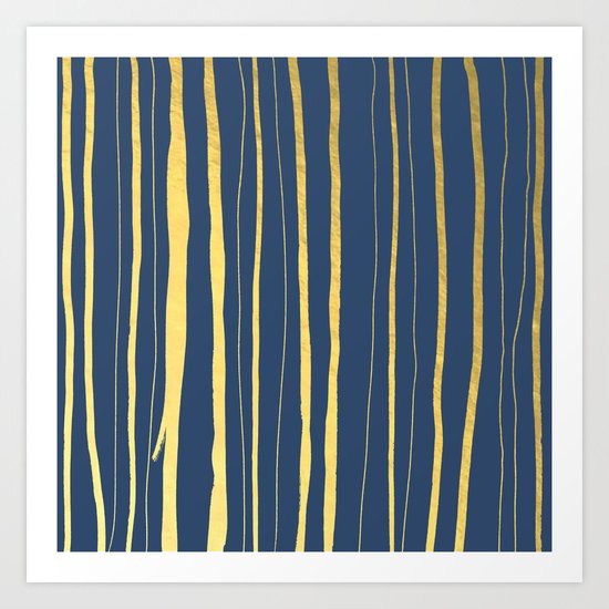 Vertical Living Navy and Gold Art Print
