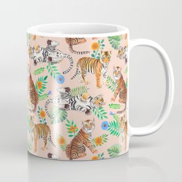 Tiger Cubs and Flowers (Beige) Mug