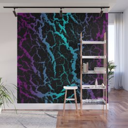 Cracked Space Lava - Purple/Cyan Wall Mural