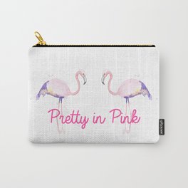 Pretty in Pink Flamingo Carry-All Pouch | Nature, Animal, Painting 