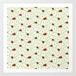 Ladies and Daisies | Red and Sage Art Print