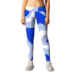 Retro Liquid Swirl Abstract Pattern Royal Blue, Light Blue, and White  Leggings | Boho, Y2K, Royal Blue, Digital, Graphicdesign, Abstract, Aesthetic, Vibe, Kierkegaard Design, Contemporary 