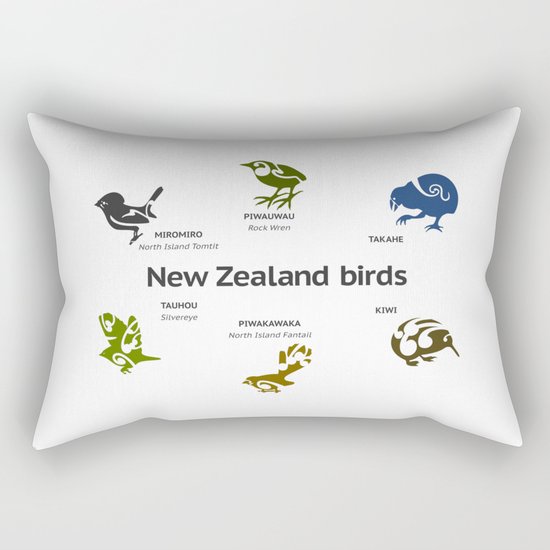 New Zealand Birds Rectangular Pillow
