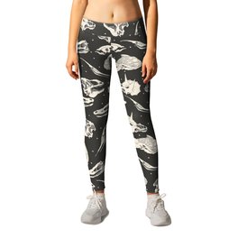 Dino Skulls Pattern (on charcoal) Leggings