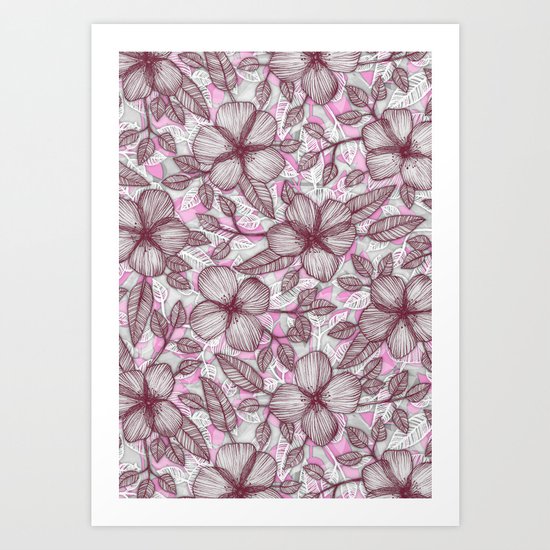 Spring Blossom in Marsala, Pink & Plum Art Print