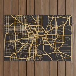 KANSAS CITY MISSOURI GOLD ON BLACK CITY MAP Outdoor Rug