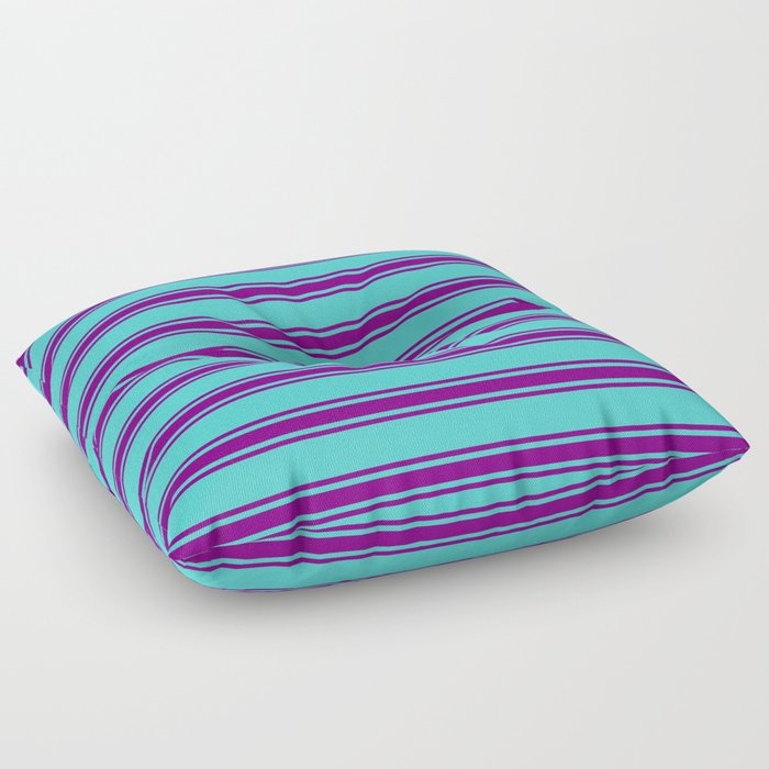 Turquoise and Purple Colored Lines/Stripes Pattern Floor Pillow