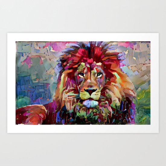Colorful Lion Painting Art Print By Erisian Society6