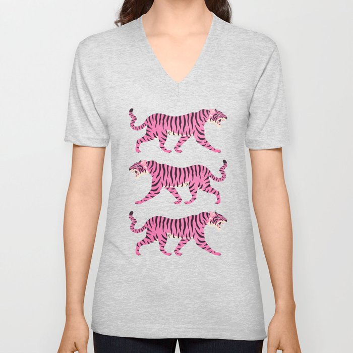Fierce: Night Race Pink Tiger Edition V Neck T Shirt