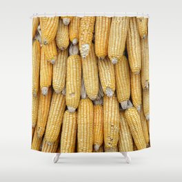 Dried corn that was stacked . Shower Curtain