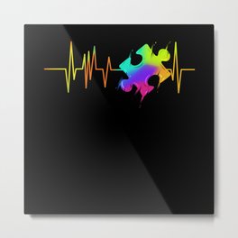 Heartbeat Jigsaw Puzzle Autism Awareness Metal Print