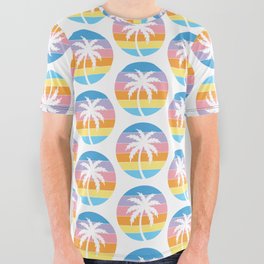 Vintage Palm Tree Sunset All Over Graphic Tee