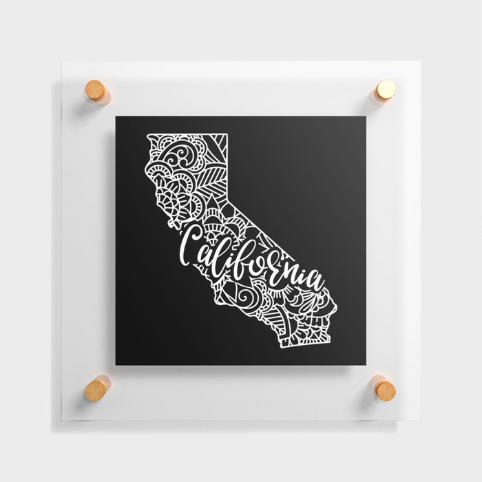 California State Mandala USA America Pretty Floral Floating Acrylic Print