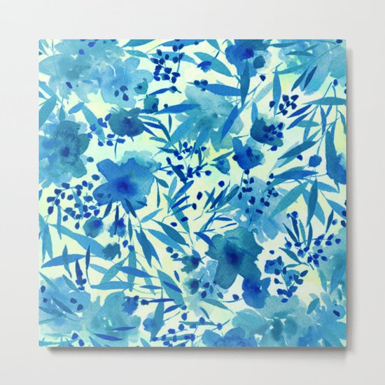 blue pretty flowers https://society6.com/clemm?promo=X9B3VVZDM7J6 Metal Print