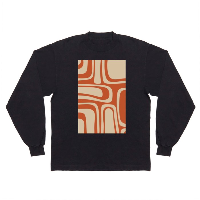 Palm Springs - Midcentury Modern Retro Pattern in Mid Mod Beige and Burnt Orange Long Sleeve T Shirt
