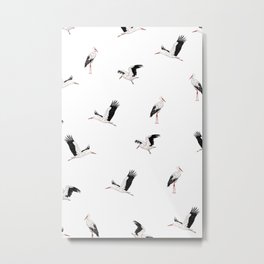 Birds.. Stork  pattern,baby nursery Metal Print | Stork, Bird, Digital, Pillows, Wallart, Surfacedesign, Storkpattern, Print, Homedecor, Pattern 