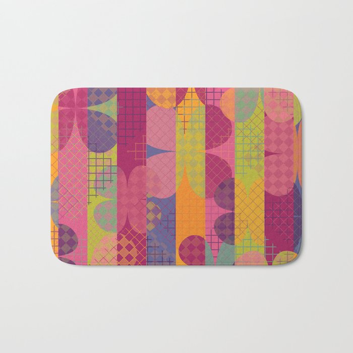 Abstract Colorful Floral Pattern Bath Mat