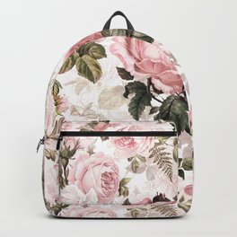 Vintage & Shabby Chic - Sepia Pink Roses  Backpack | Vintage, Nature, Springflowers, Botanical, Antique, Retro, Floral, Summer, Rose, Flower 