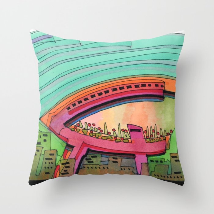 City Sky Cave Architectural Illustration 70 Throw Pillow
