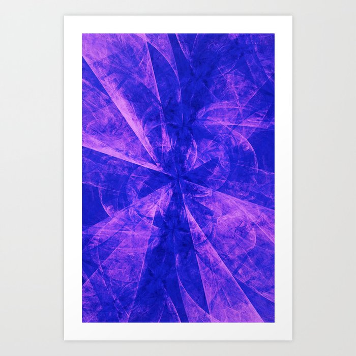 Super Blue and Violet Abstract Splash Burst Artwork Art Print