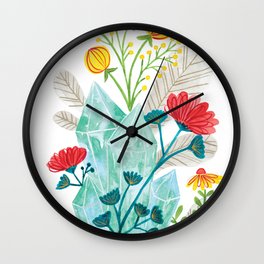 Blue Crystal Florals Wall Clock