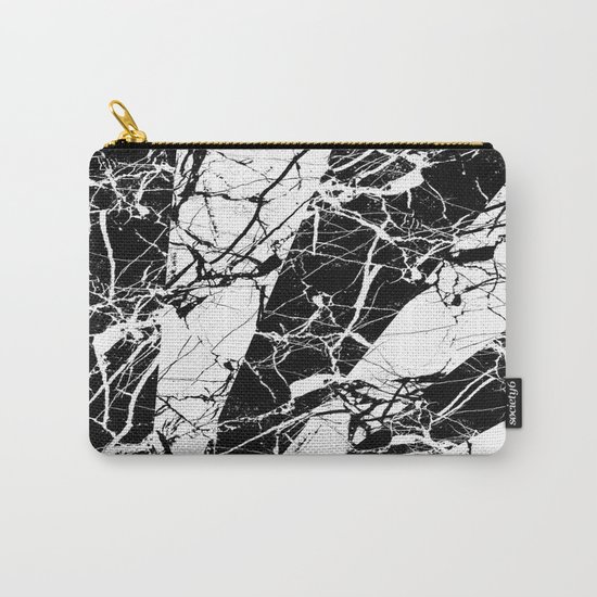 Rays Of Marble - Black and White, marble textured, abstract art Carry-All Pouch