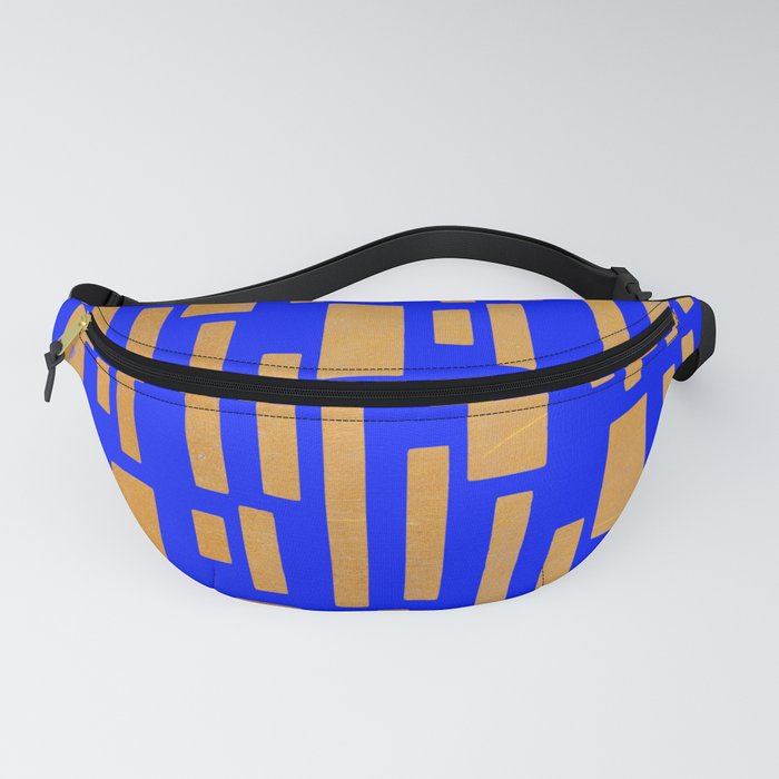 Abstract Bamboo Blue Gold Mid-Century Fanny Pack