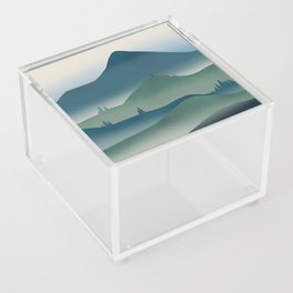 Blue calm mountain landscape Acrylic Box