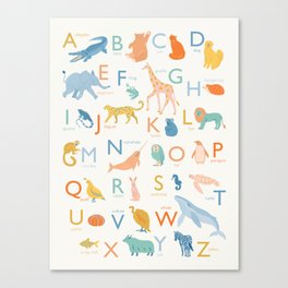 Pastel ABC Animals Canvas Print