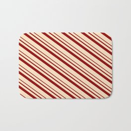 [ Thumbnail: Bisque & Dark Red Colored Lines/Stripes Pattern Bath Mat ]