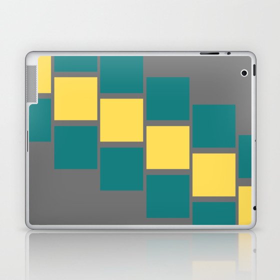Slanting square boxes | yellow and green Laptop & iPad Skin