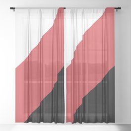 Bold Red Black White Minimal Diagonal Stripe Pattern Pairs Coloro Luscious Red 010-46-36 Trends 2023 Sheer Curtain