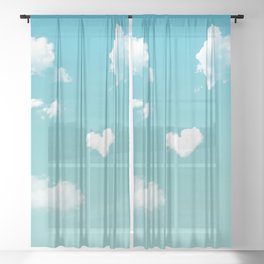 Aesthetic Blue Sky Tropical Cute Birds Art Print Sheer Curtain