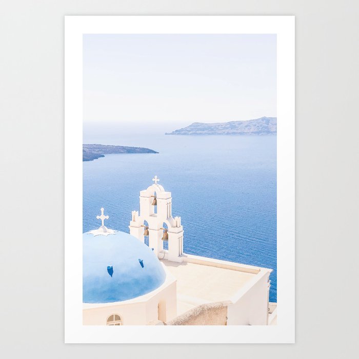 460. Magical Blue Church, Santorini, Greece Art Print