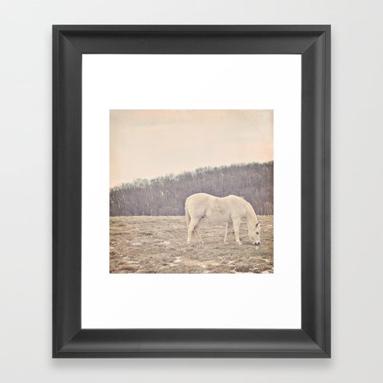 Pretty White Pony Framed Art Print
