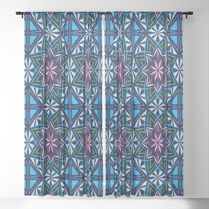 Abstract ornament seamless with flowers Sheer Curtain