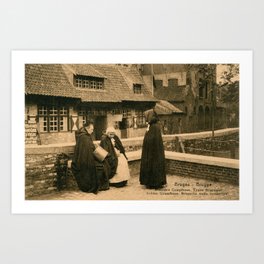 Historical Bruges Gruuthuuse and typical women Art Print