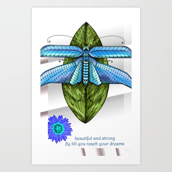 Dragonfly To The Clouds Art Print
