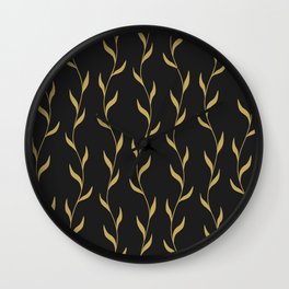 Creeper Gold Wall Clock | Plants, Creeper, Black, Nature, Fronds, Climbingplant, Illustration, Leaves, Golden, Bohemianpattern 