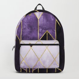 Gold Diamonds Purple Nights Art Deco Geometric - Modern Pattern Backpack