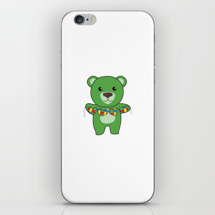 Autism Awareness Month Puzzle Heart Green Bear iPhone Skin